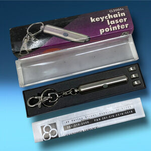 Vintage 1990's Laser Pointer Keychain CL2005s Silver Made in Taiwan Tested Case